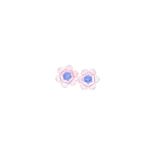 Clear Pink-Blue Floral Earrings