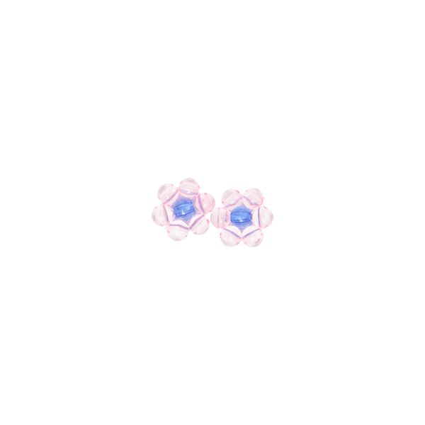 Clear Pink-Blue Floral Earrings