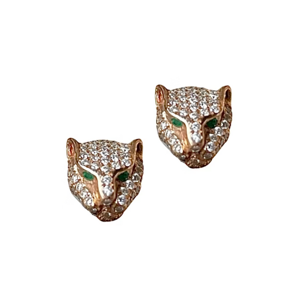 Anita Ko 18k Rose Gold Diamond & Tsavorite Panther Studs