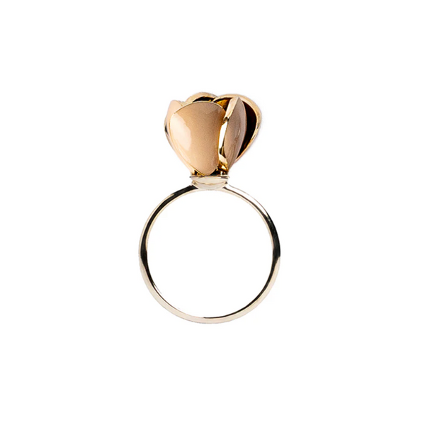 18k Yellow Gold Beige Tulip Ring