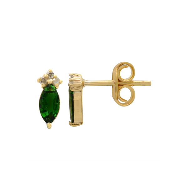 14k YG Green Tourmaline Diamond Earrings