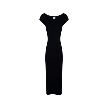 Khaite Allegra Cap Sleeve Bustier Black Dress