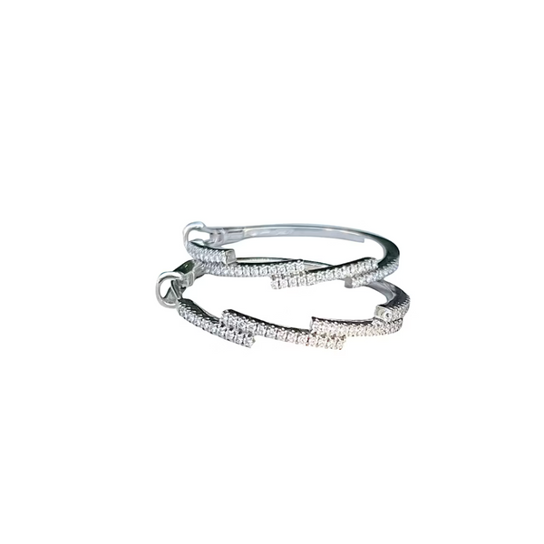 Damiani 18k White Gold Diamond Bypass Hoop Earrings