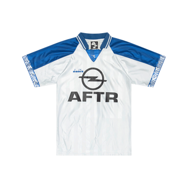Vintage White and Blue Diadora Soccer Jersey