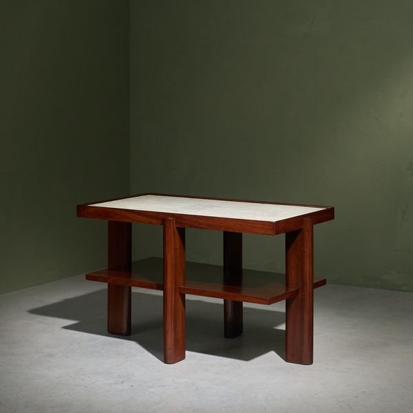 Early Unique Eggshell Side Table by Aldo Tura, Italy 1940s