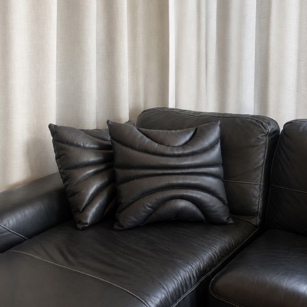Puffer Cushion - Black Leather