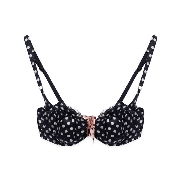 Agent Provocateur Black Polka Dot Silk Bra