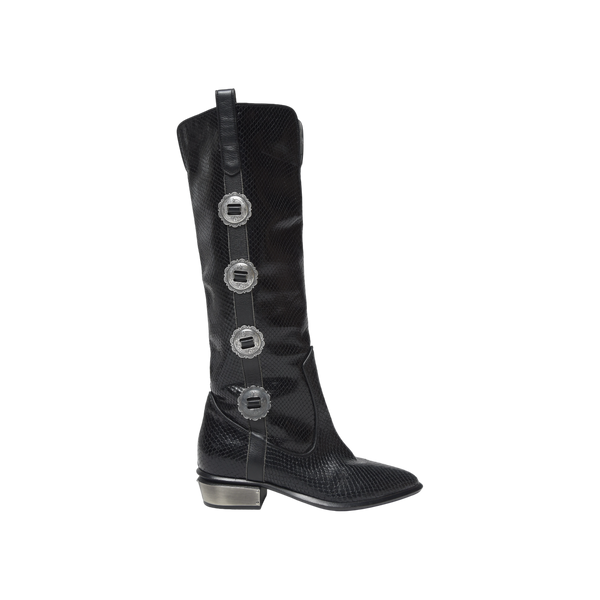 Black Leather Knee Boots
