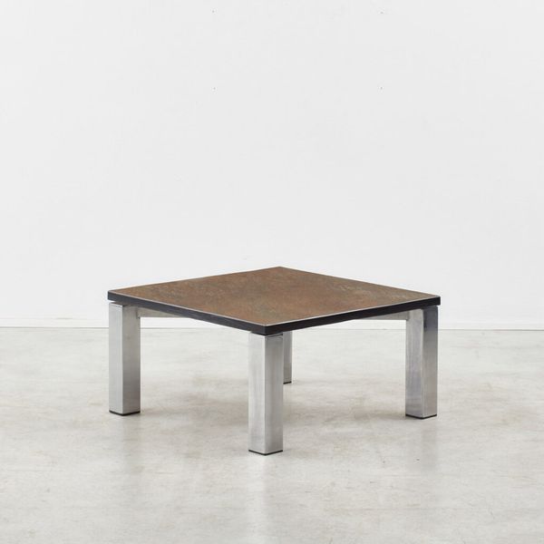 Brutalist Coffee Table With Slate Top, Netherlands, Late 20th century