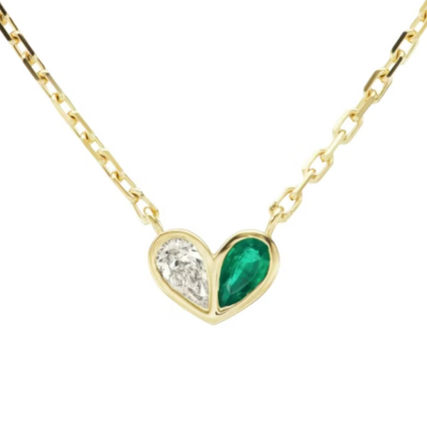 Gemella Emerald & Diamond Sweetheart Necklace