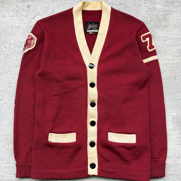 1970s Contrast Tiger Patch Varsity Cardigan