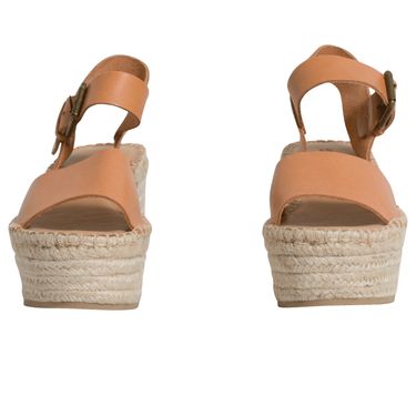 Soludos Leather Espadrille Platform Wedge Sandals in Tan