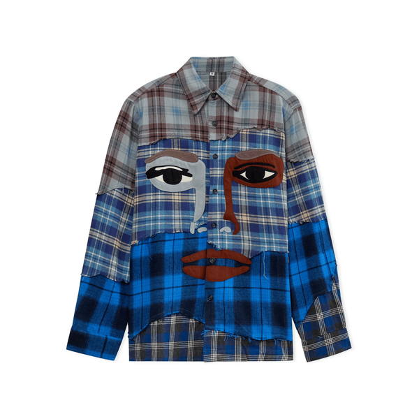 Face Patchwork Flannel [Blue]