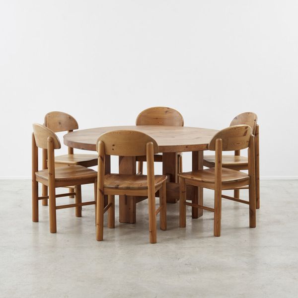 Roland Wilhelmsson Ågesta dining table / Rainer Daumiller Solid Pine Dining Chairs Karl Andersson & Söner, Sweden, 1970s / Hirtshals Savvaerk, Denmark, 1970s