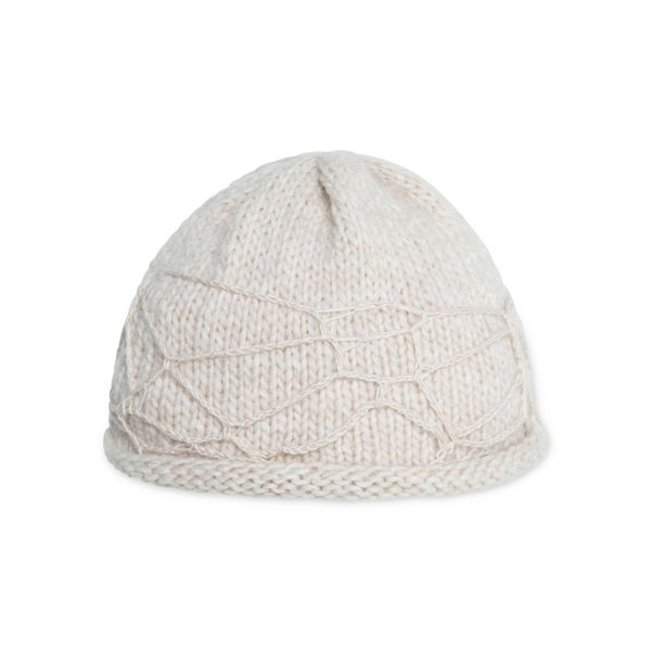 Distressed Beanie in Cream