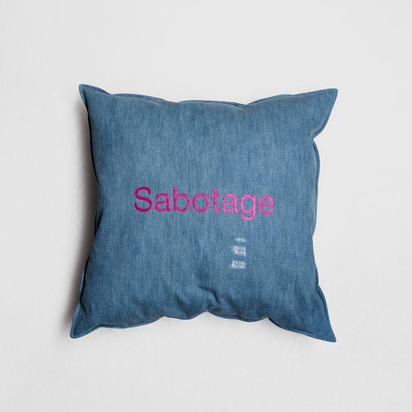 Denim Cushion (Sabotage) by Harry Nuriev, 2022