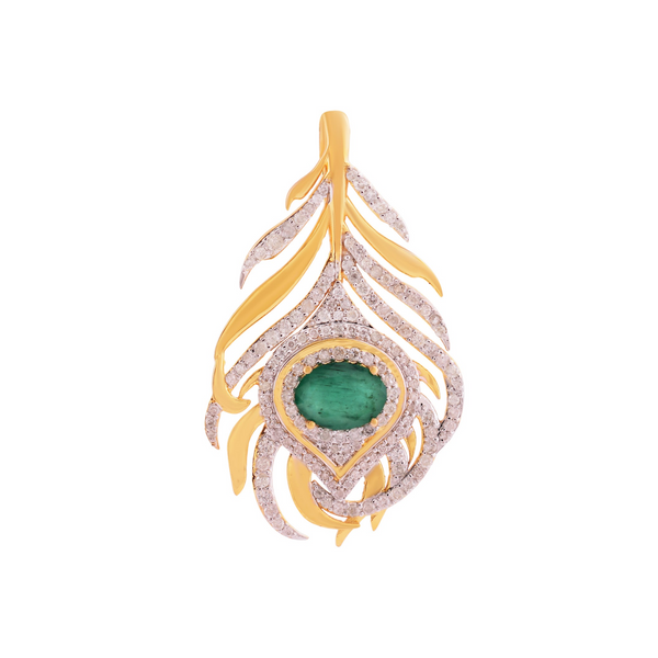14k YG Emerald Diamond Pendant