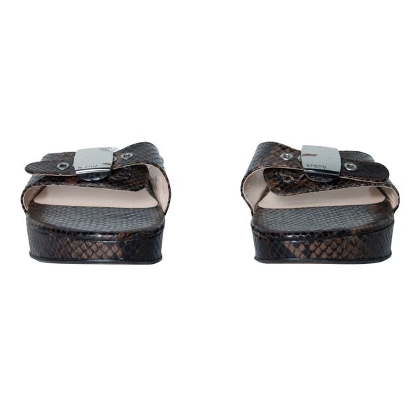 STAUD Snakeskin Printed Slides