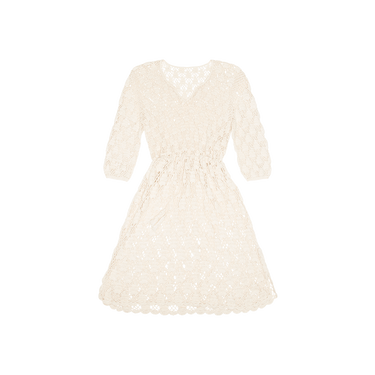 Vintage Cream Crochet Midi Dress