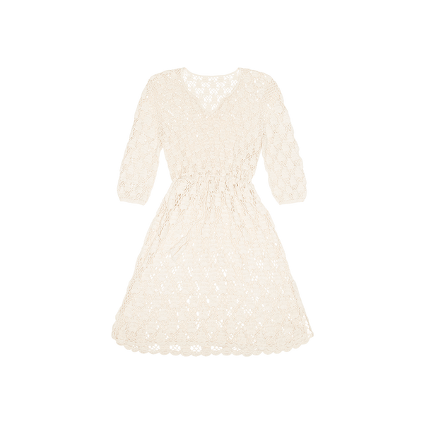 Vintage Cream Crochet Midi Dress