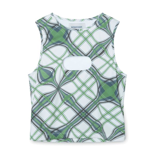 Warped Plaid Cutout Tank