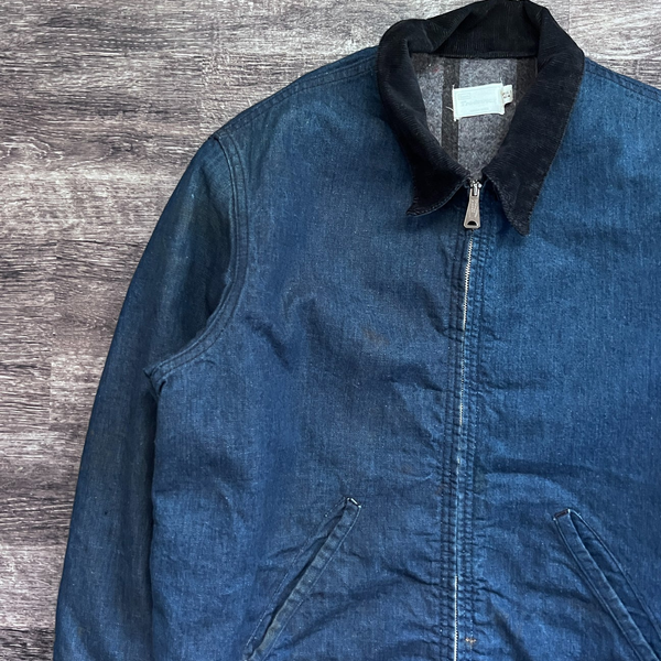 1970s Dark Wash Denim Work Jacket 