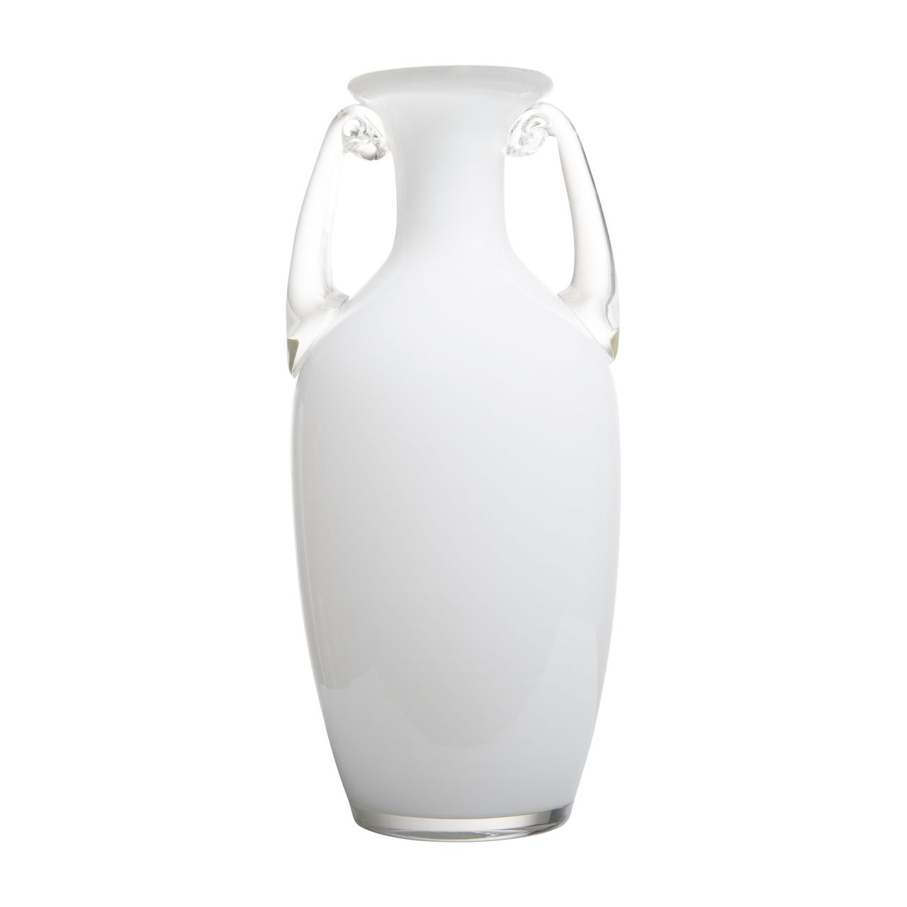 White Hand-Blown Cased Glass Vase with Handles by Quite Nice | Basic.Space
