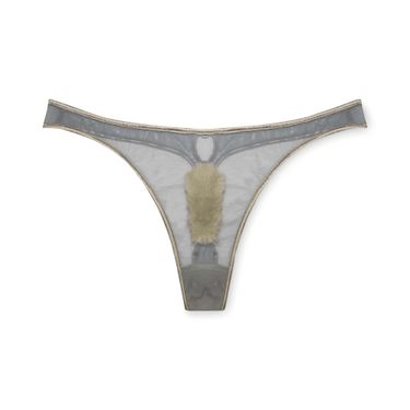 Mesh Thong with Landing Strip Dusty Blue