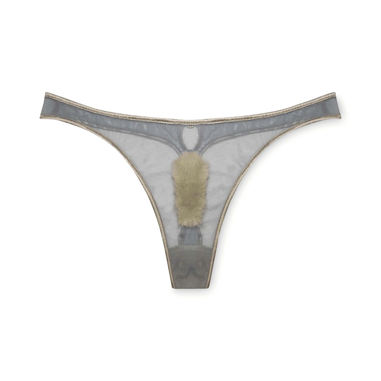 Mesh Thong with Landing Strip Dusty Blue by Kat Zarra