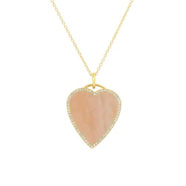 Jennifer Meyer 18k Pink Opal Inlay Heart Necklace