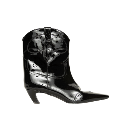 Khaite Dallas Black Patent Leather Ankle Boot 