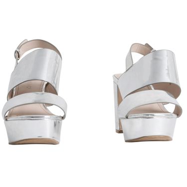 Monk Metallic Platform Heeled Sandals - Silver