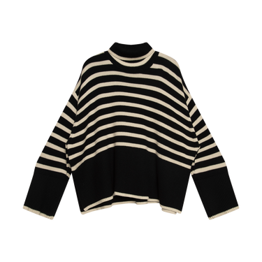 Toteme Signature Stripe Turtleneck Sweater - Black