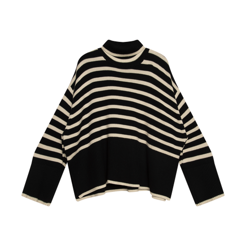 Toteme Signature Stripe Turtleneck Sweater - Black