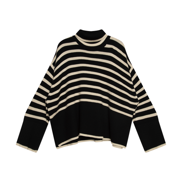 Toteme Signature Stripe Turtleneck Sweater - Black