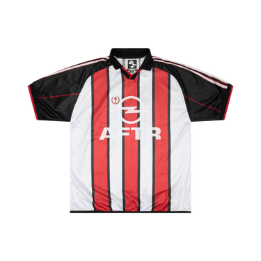 Vintage Black, White, and Red Striped Soccer Jersey