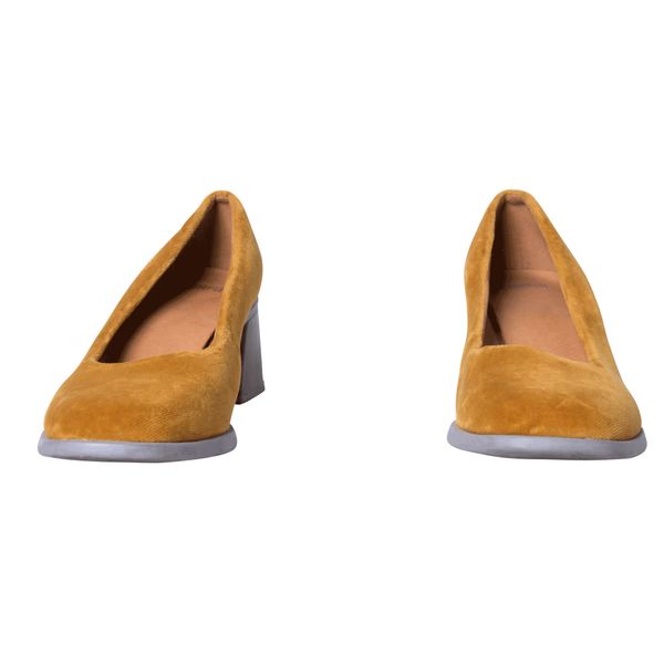 Camper Yellow Velvet Block Heels