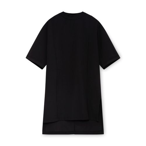 Black Drop Tail Side Slit Short Sleeve T-shirt