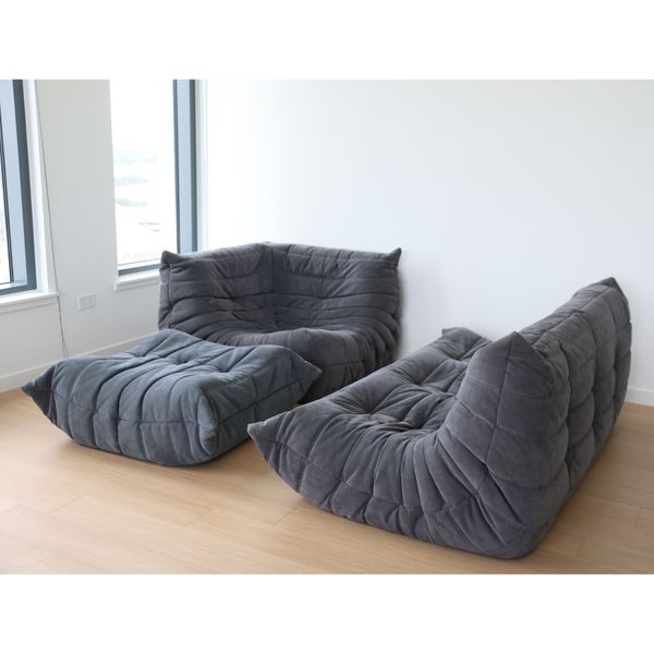 3 Piece Grey Togo Set by Michel Ducaroy for Ligne Roset