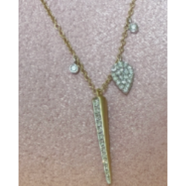 Miera T 14k Yellow Gold Diamond Dagger Pendant Necklace