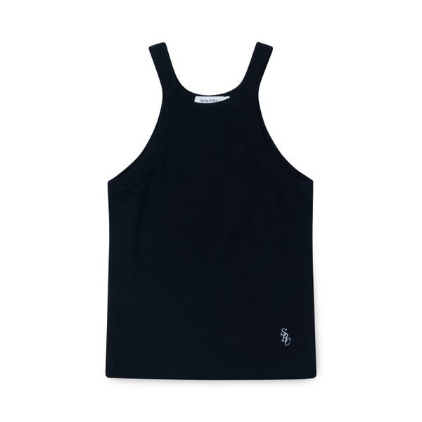 Sporty & Rich Black Ribbed Tank