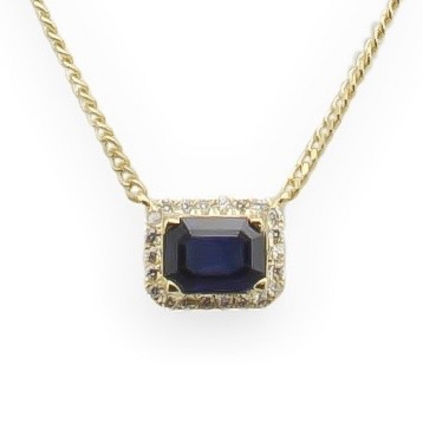 14k YG Diamond Blue Sapphire Necklace