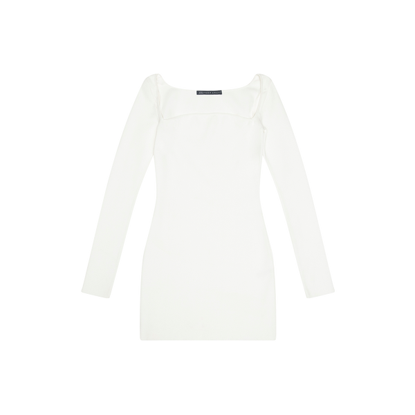 Zeynep Arçay White Square Neckline Mini Dress 