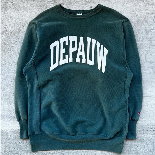 1990s Depauw Sea Green Champion Reverse Weave Crewneck