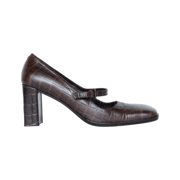 Via Spiga Brown Crocodile Mary Jane Heels