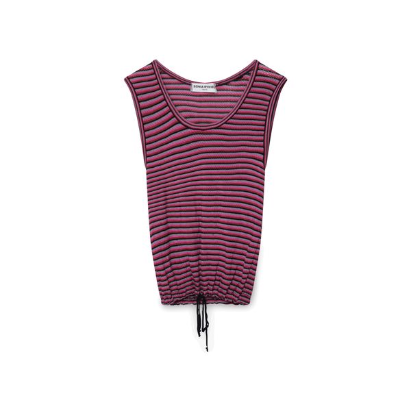 Sonia Rykiel Pink Stripe Ruched Tank