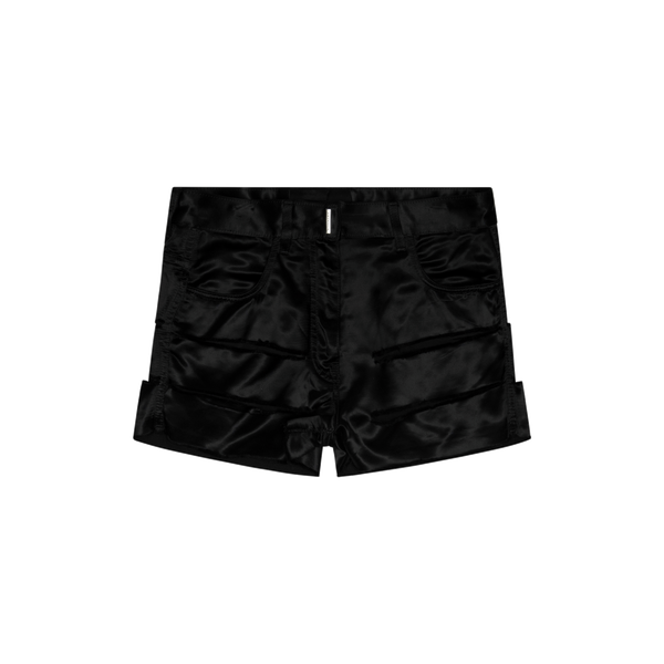 Givenchy Black Satin Ripped Shorts