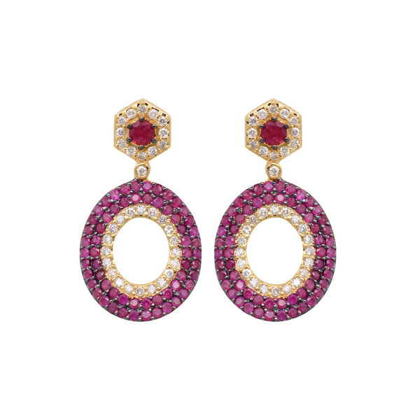 14k YG Ruby Diamond Earrings
