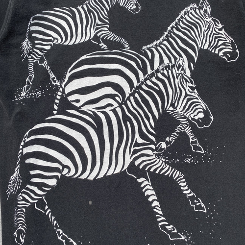1990s Zebra All Over Print Black Single Stitch Tee