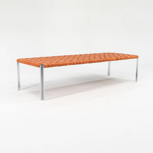 Tan Lavern TG18 Long Woven Leather Bench by Gratz Industries, 2021